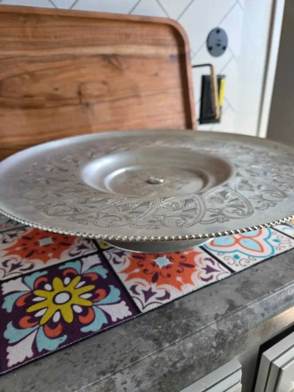 Vintage aluminum cake stand or lazy suzy 1950